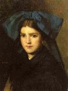 Jean-Jacques Henner Portrait of a Young Girl with a Bow in Her Hair oil painting picture wholesale